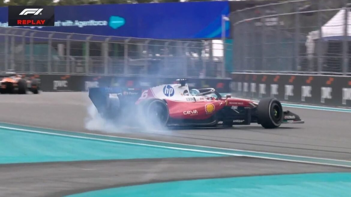Leclerc recebe uma penalização de 20 segundos e termina em oitavo lugar no GP de Miami.