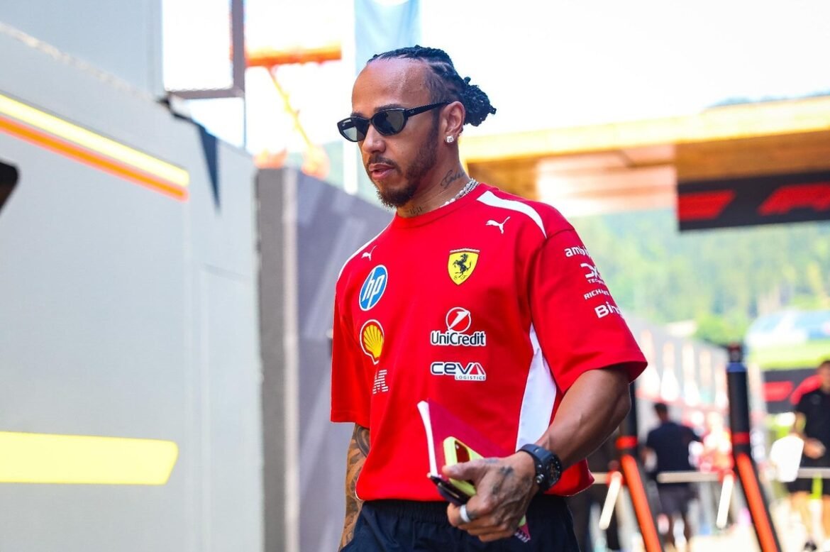 Lewis Hamilton dá as boas-vindas ao novo filhote Halo durante a pausa de verão da F1.