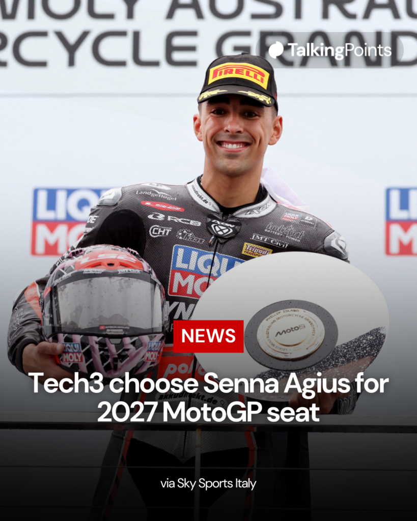 Piloto de Moto2 Senna Agius celebra no pódio do Grande Prêmio da Austrália